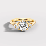 "Zena" Round Cut 2 Carat Trilogy 18kt Yellow Gold Engagement Ring UHRB10 HEERA DIAMONDS
