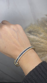 Round Brilliant 4.05 Carat Sapphire and Diamond 3 Rows Bangle BAN1S