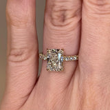 "Grace" Hidden Under Halo 4 Carat Elongated Cushion Cut Diamond Yellow Gold Engagement Ring