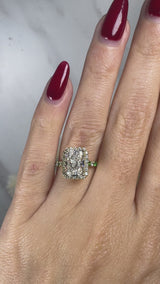 Delanda Halo Radiant Cut 4 Carat Diamond Shoulder Engagement Ring