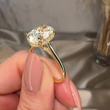 "Honor" 2 Carat Hidden Under Halo Oval Cut Diamond Yellow Gold Engagement Ring UHOC15