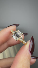 "Elaska" Emerald Cut 3 Carat Yellow Gold Diamond Shoulder Engagement Ring
