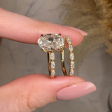 "Goldie" Bridal Set Oval Cut Diamond Shoulders Eternity Engagement Ring