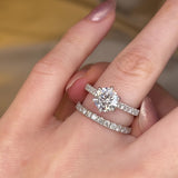 "Jennifer" Round Brilliant Cut Diamond Matching Bridal Set Eternity Engagement Ring