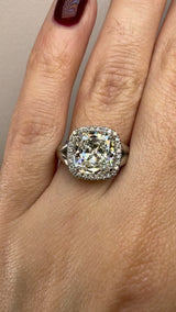 "Serene" Round Cut 5 Carat Cushion Cut Halo Platinum Engagement Ring HACC03