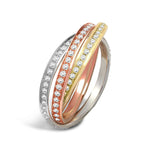 18ct 3 Colour 0.82ct 2mm RWR Full Set - HEERA DIAMONDS