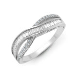 18ct White 0.48ct Dia RBC & Baguette Crossover Ring - HEERA DIAMONDS