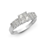 18ct White 1.18ct Princess Cut Diamond Cluster Ring - HEERA DIAMONDS