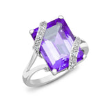 18ct White Gold Diamond And Amethyst Ring - HEERA DIAMONDS