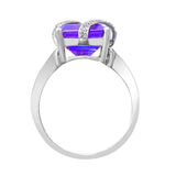 18ct White Gold Diamond And Amethyst Ring - HEERA DIAMONDS
