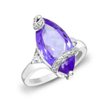 18ct White Gold Diamond And Amethyst Ring - HEERA DIAMONDS