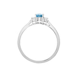 18ct White Gold Diamond And Aqua-Marine And 3 Stone Ring - HEERA DIAMONDS