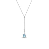 18ct White Gold Diamond And Blue Topaz Necklace - HEERA DIAMONDS