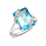 18ct White Gold Diamond And Blue Topaz Ring - HEERA DIAMONDS