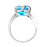 18ct White Gold Diamond And Blue Topaz Ring - HEERA DIAMONDS