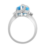 18ct White Gold Diamond And Blue Topaz Ring - HEERA DIAMONDS