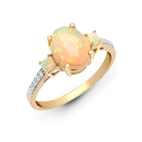18ct Yellow Gold Dia-5pt Opal-1.40ct Ring - HEERA DIAMONDS