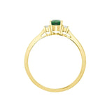 18ct Yellow Gold Diamond And Emerald And 3 Stone Ring - HEERA DIAMONDS