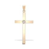 9ct White 0.10ct Star Set Diamond Cross - HEERA DIAMONDS