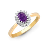 9ct Yellow Gold Diamond And Amethyst Ring - HEERA DIAMONDS