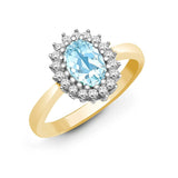 9ct Yellow Gold Diamond And Blue Topaz Ring - HEERA DIAMONDS