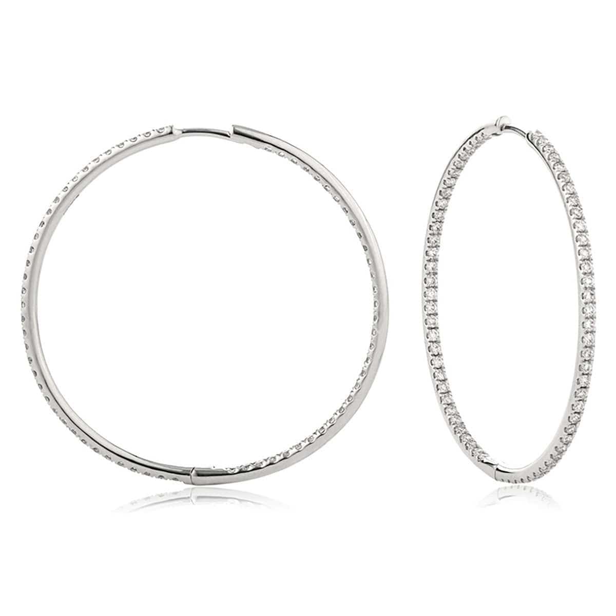 18K White high quality Gold 1.75'' Diamond Cut Hoop