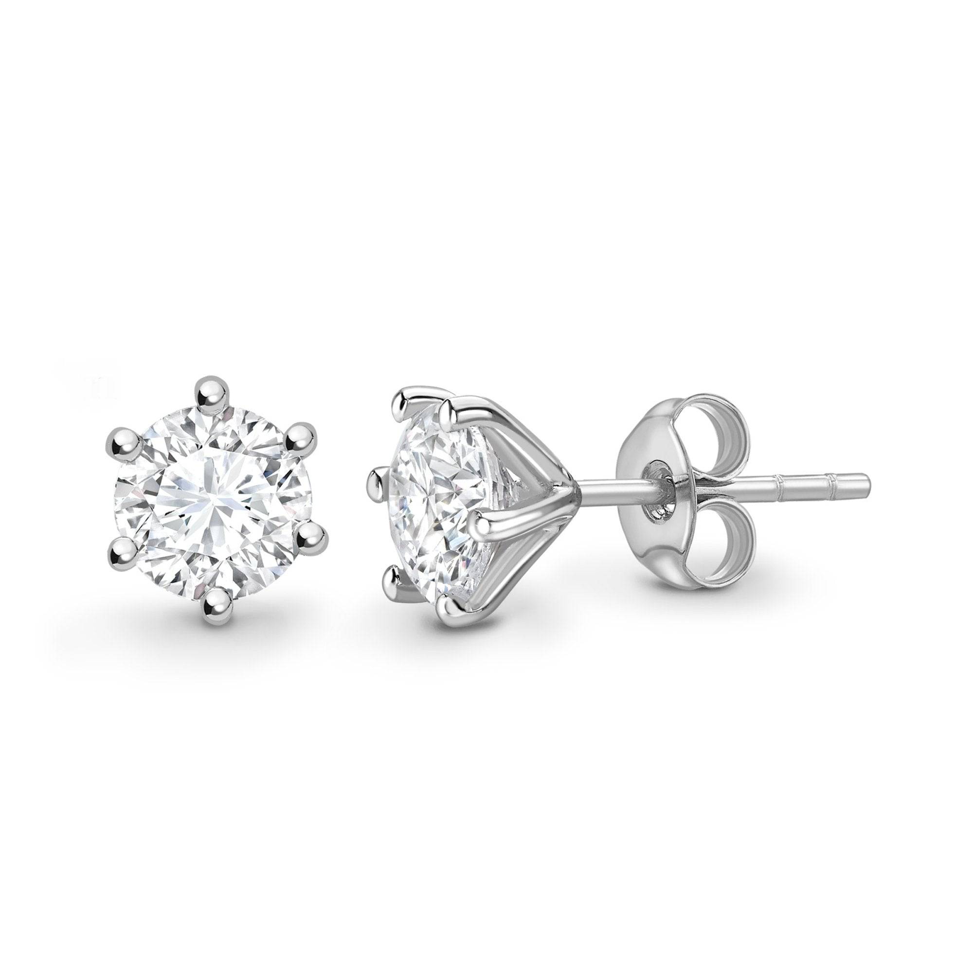 Six prong diamond stud on sale earrings