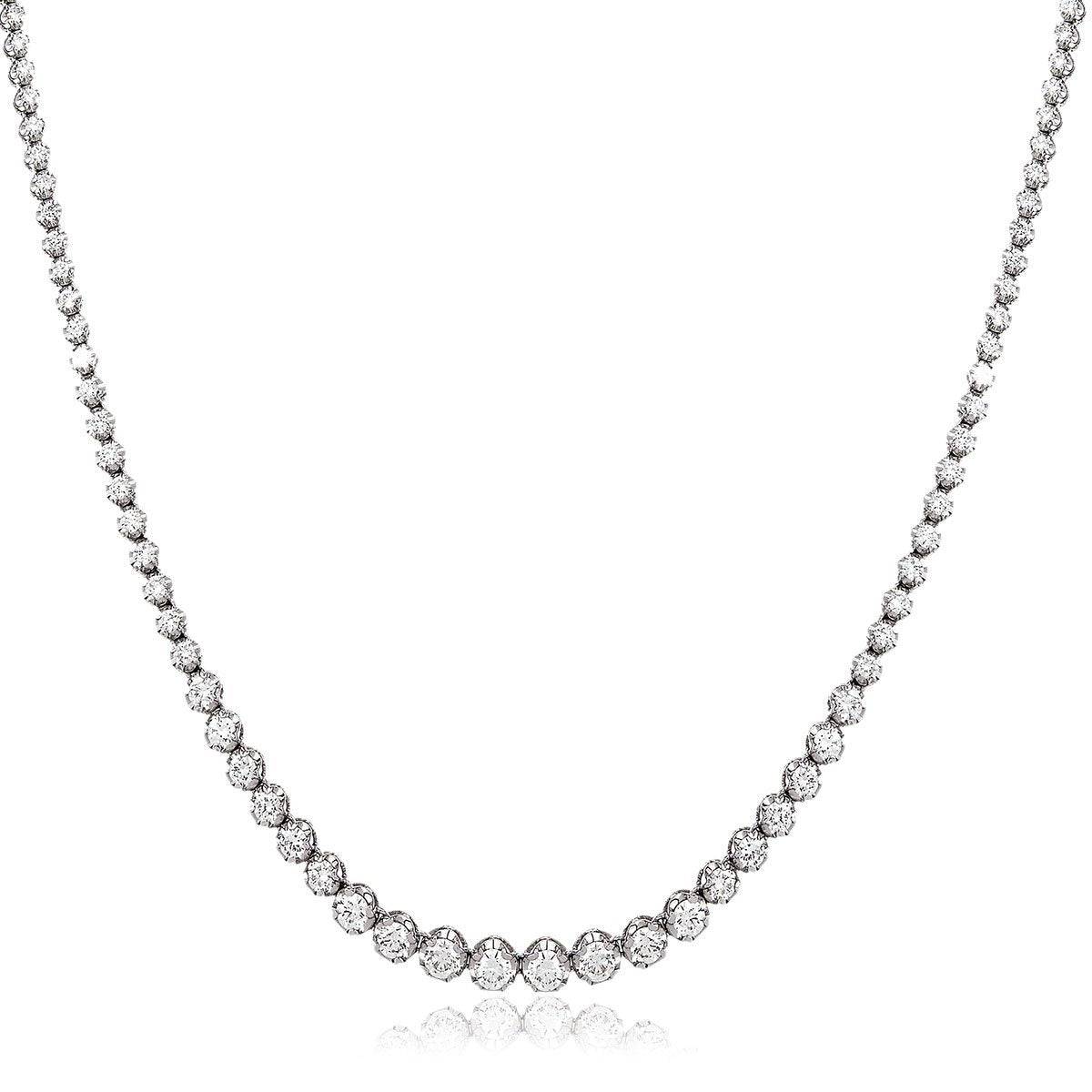 Line Necklace with Illusion-Set Graduated Diamonds