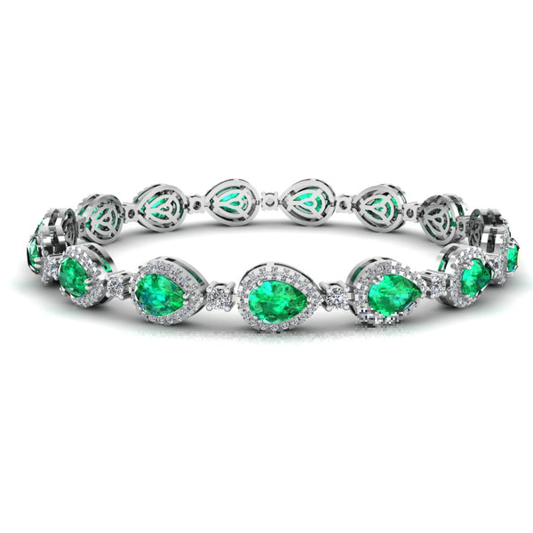 Halo Pear Shape 9 Carat Emerald and Diamond Halo Bracelet BRHAPSE - HEERA DIAMONDS