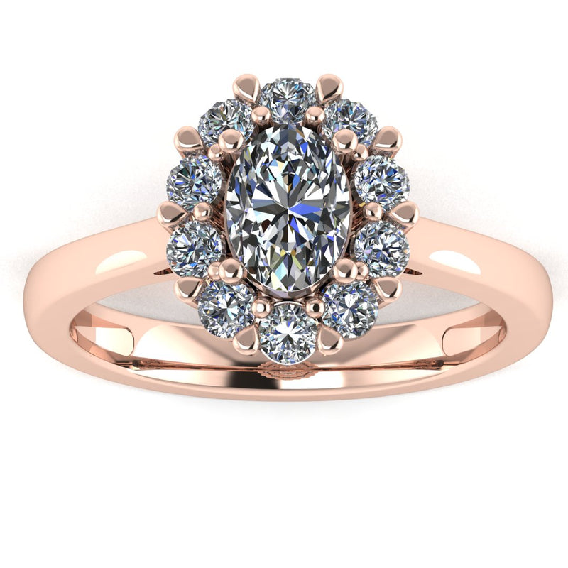 "Lottie" Flower Halo Oval Cut Diamond Hidden Diamond Undersetting Engagement Ring HAOC01 - HEERA DIAMONDS