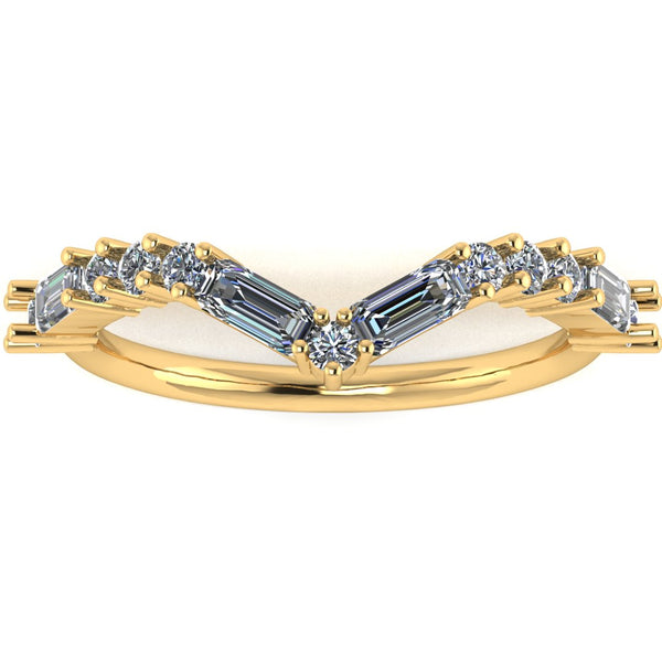 "Este" V Shape Eternity Ring Emerald and Round Brilliant Cut Diamond ET41 - HEERA DIAMONDS