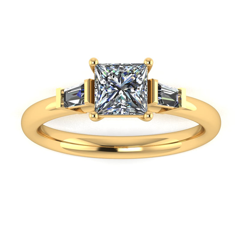 "Darcy" Three Stone Princess Cut with Emerald Cut Diamond Trilogy Engagement Ring 3SPC03 - HEERA DIAMONDS