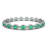 Cushion Shape 8.5 Carat Emerald Featuring Diamond Halo Bracelet BRHACCE - HEERA DIAMONDS