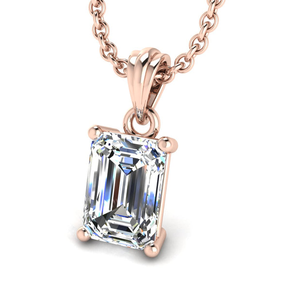 Emerald Cut Solitaire Lab Grown Diamond Pendant Necklace PEC4B