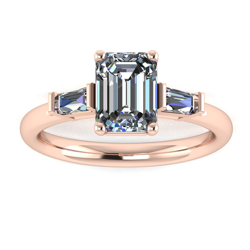 "Elise" Three Stone Emerald Cut Diamond Trilogy Engagement Ring 3SEC50 - HEERA DIAMONDS