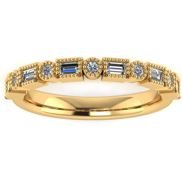 "Lelia" Dainty Round and Emerald Cut Diamond Ring ET73 - HEERA DIAMONDS