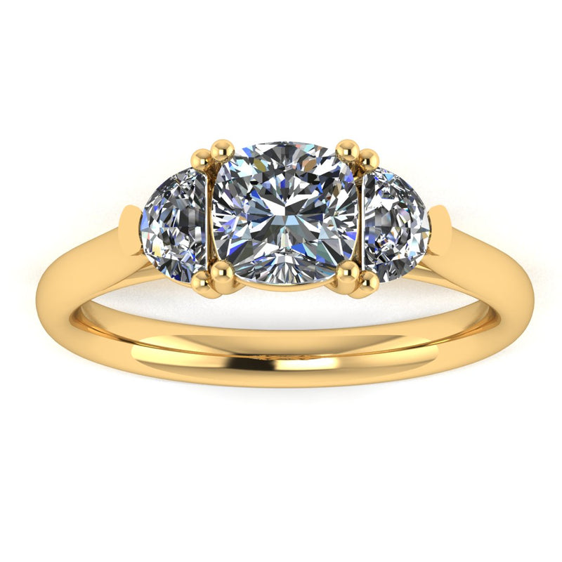 "Brielle" Cushion Three Stone Trilogy Diamond Ring 3SCC01 - HEERA DIAMONDS