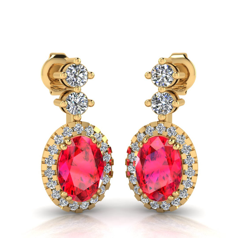 Ruby 1.40 Carat Oval Shape Halo Lab Grown Diamond Drop Earrings E1OCR - HEERA DIAMONDS