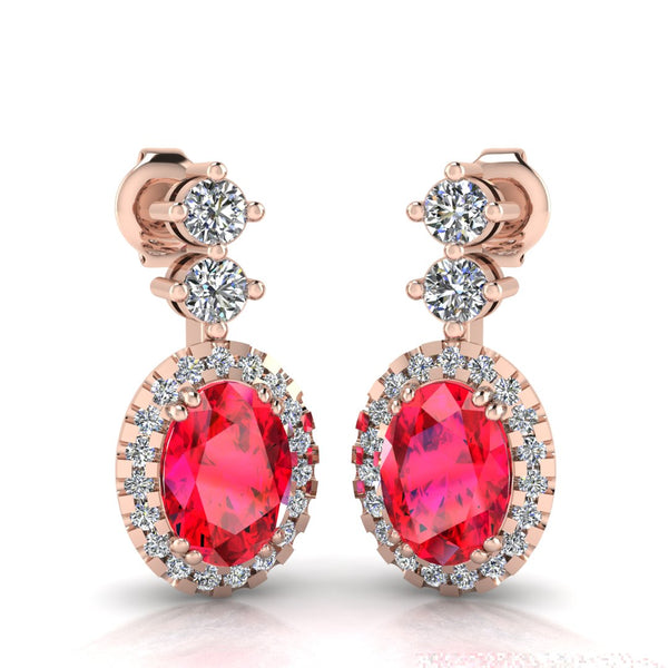 Ruby 1.40 Carat Oval Shape Halo Lab Grown Diamond Drop Earrings E1OCR - HEERA DIAMONDS