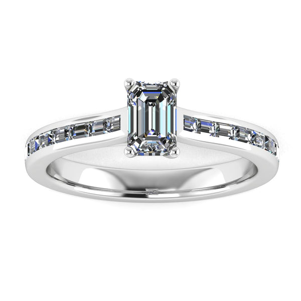 "Elara" Emerald Cut Diamond Horizontal Baguette Diamond Shoulder DSEC02 - HEERA DIAMONDS