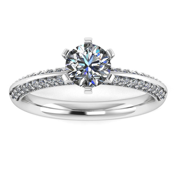 "Grace" Round Brilliant Cut Diamond Double Row Diamond Pave Engagement Ring DSRB40 - HEERA DIAMONDS