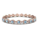 Cushion Shape 8.5 Carat Aquamarine Featuring Diamond Halo Bracelet BRHACCA - HEERA DIAMONDS