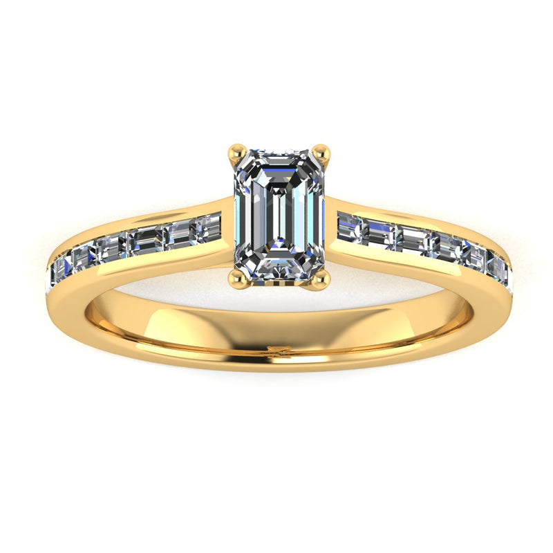 "Elara" Emerald Cut Diamond Horizontal Baguette Diamond Shoulder DSEC02 - HEERA DIAMONDS