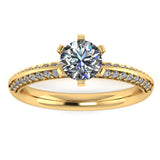 "Grace" Round Brilliant Cut Diamond Double Row Diamond Pave Engagement Ring DSRB40 - HEERA DIAMONDS