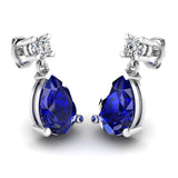 Pear Shape Sapphire Lab Grown Diamond Drop Earrings EDPSS - HEERA DIAMONDS