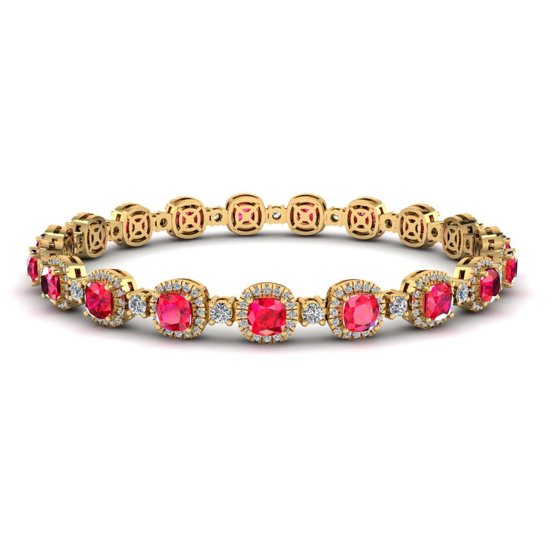 Cushion Shape 8.5 Carat Ruby Featuring Diamond Halo Bracelet BRHACCR - HEERA DIAMONDS