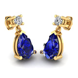 Pear Shape Sapphire Lab Grown Diamond Drop Earrings EDPSS - HEERA DIAMONDS