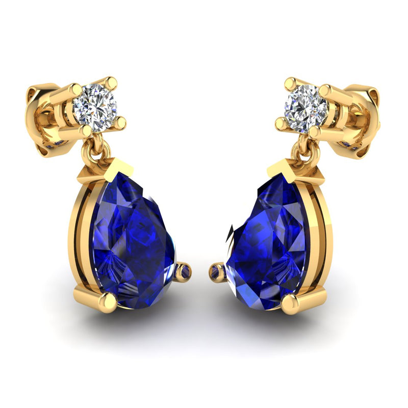 Pear Shape Sapphire Lab Grown Diamond Drop Earrings EDPSS - HEERA DIAMONDS