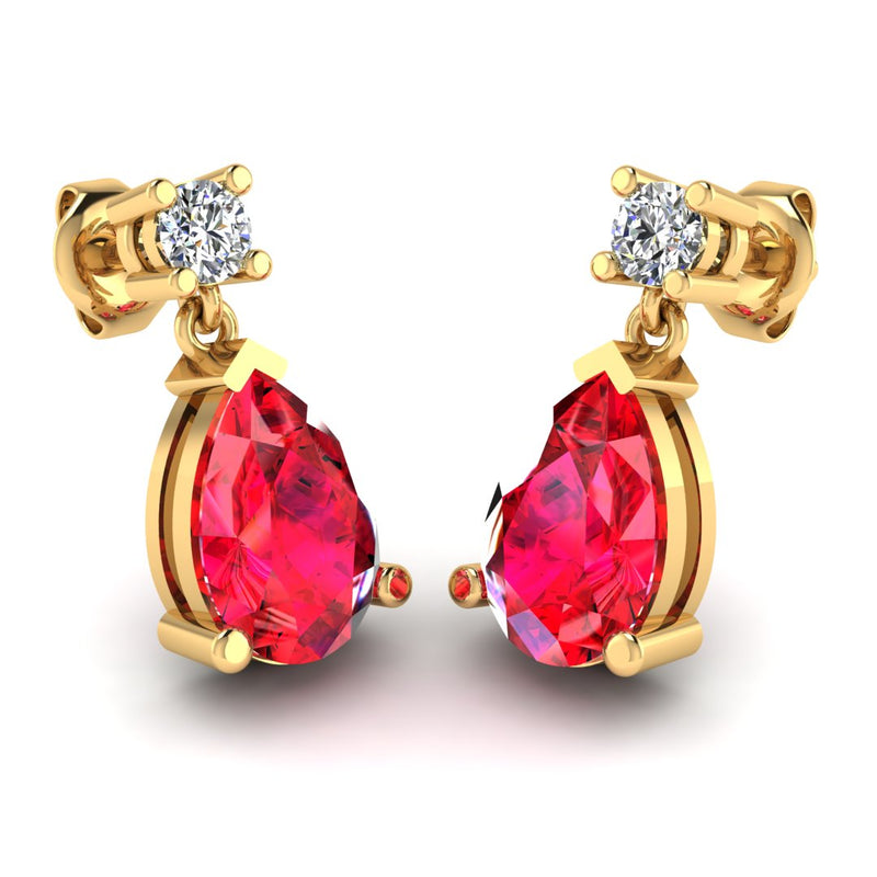 Pear Shape Ruby Natural Diamond Drop Earrings EDPSR - HEERA DIAMONDS