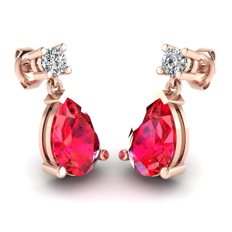 Pear Shape Ruby Natural Diamond Drop Earrings EDPSR - HEERA DIAMONDS